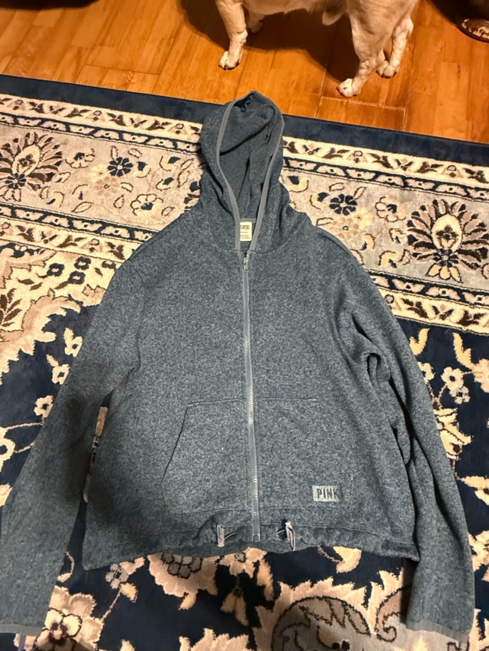 PINK Victoria's Secret Blue Heathered Full-Zip Hoodie